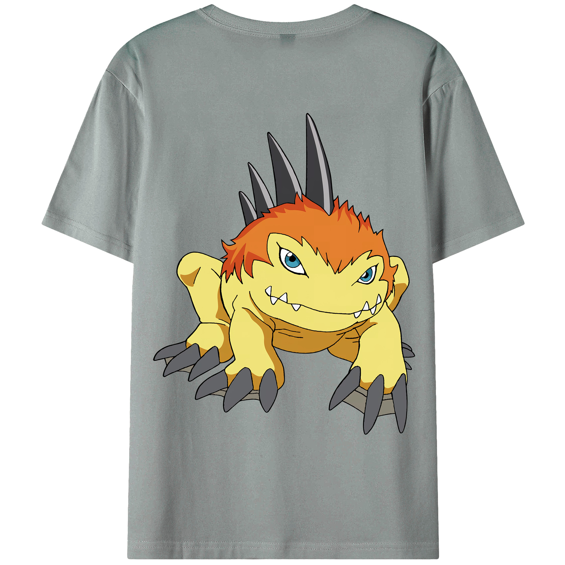 （画像用） Digimon デジタルモンスター/デジモン 綿100％ メンズ半袖Tシャツ（バックプリント） 通気性